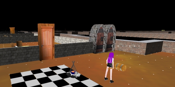 Dungeon view. Doors work and a variety of tiles can be placed.